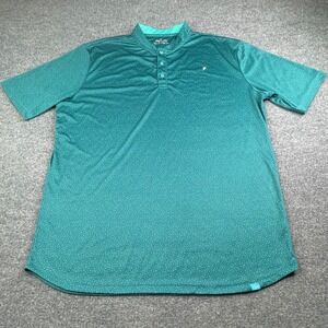 Primo‎ Golf Polo Mens 3XL Large Tall Teal Green Geometric Blade Collar Shirt